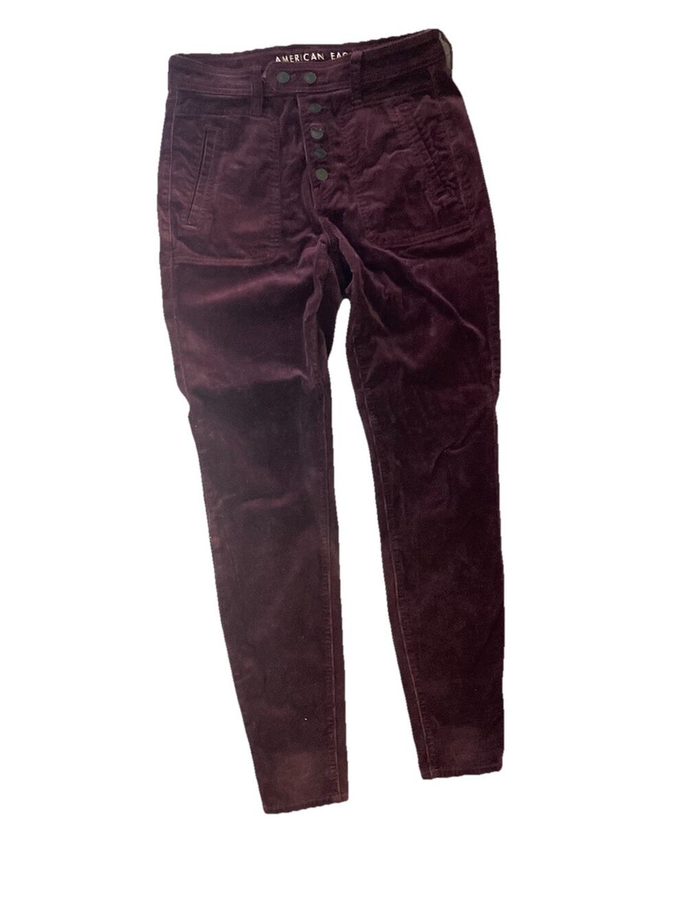 American Eagle Womens Y2K Burgundy Corduroy Jegging Pants Super Stretch Size 6